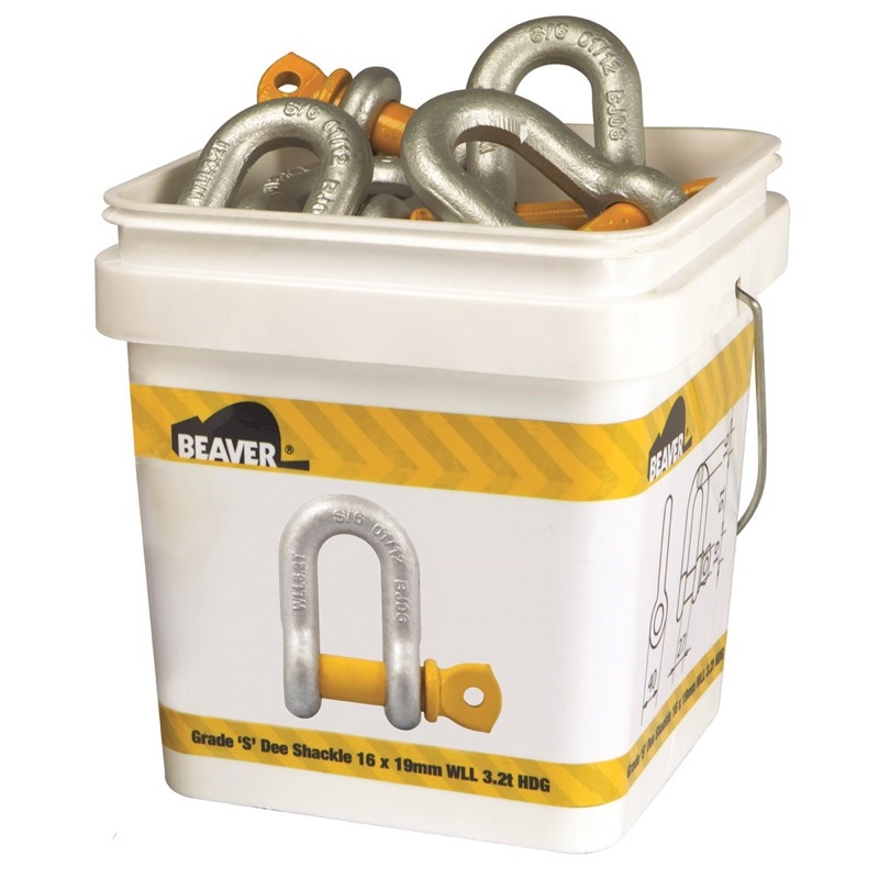 Beaver Hot Dipped Galvanised Screw Pin Dee Shackles (Pail) 0.75t