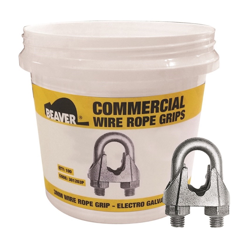 Beaver Commercial Galvanised Wire Rope Grips (Pail) 5mm