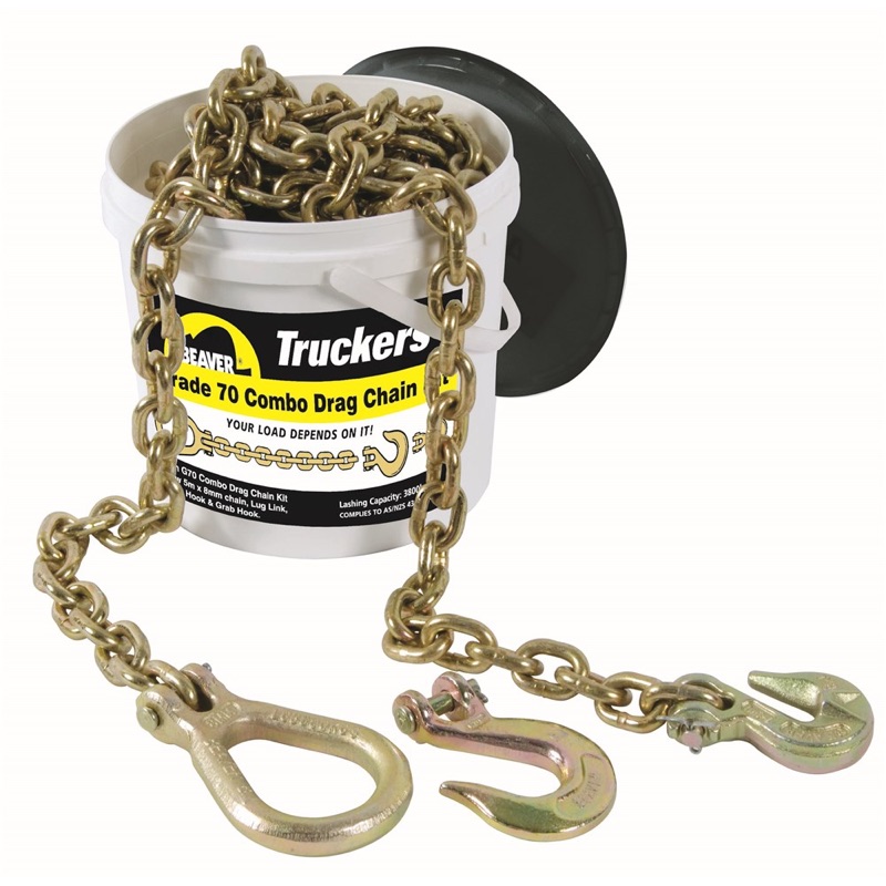 Beaver G70 Gold Drag Chain Kit with Lug Link, Slip Hook, and Grab Hooks 8mm