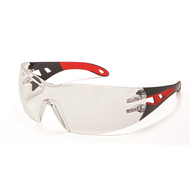 UVEX Pheos Safety Glasses Clear/Black/Red