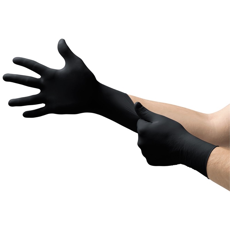 Ansell MicroFlex Black Nitrile Examination Grade Disposable Gloves Small