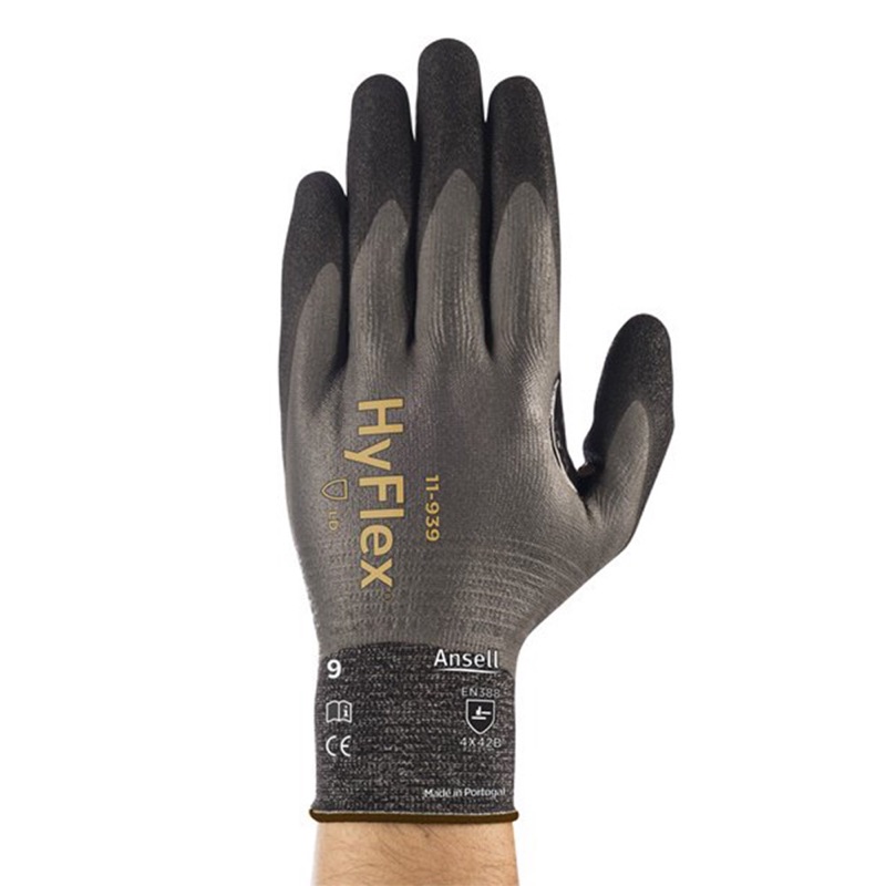 Glove Ansell HYFLEX Cut/Oil Resistant Black x Size Large