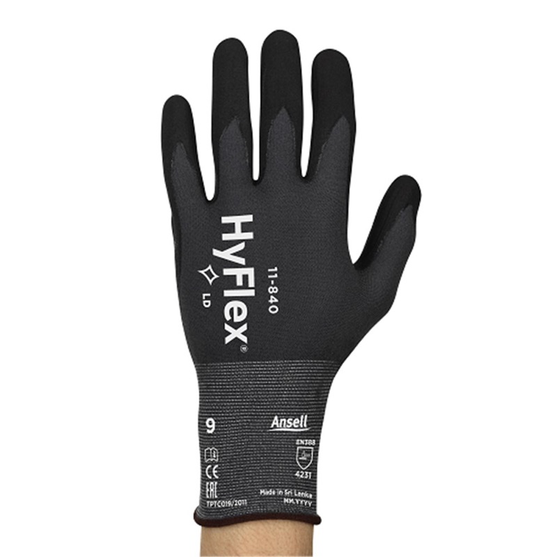 Ansell HyFlex Abrasion Resistant Gloves Black x Size 6