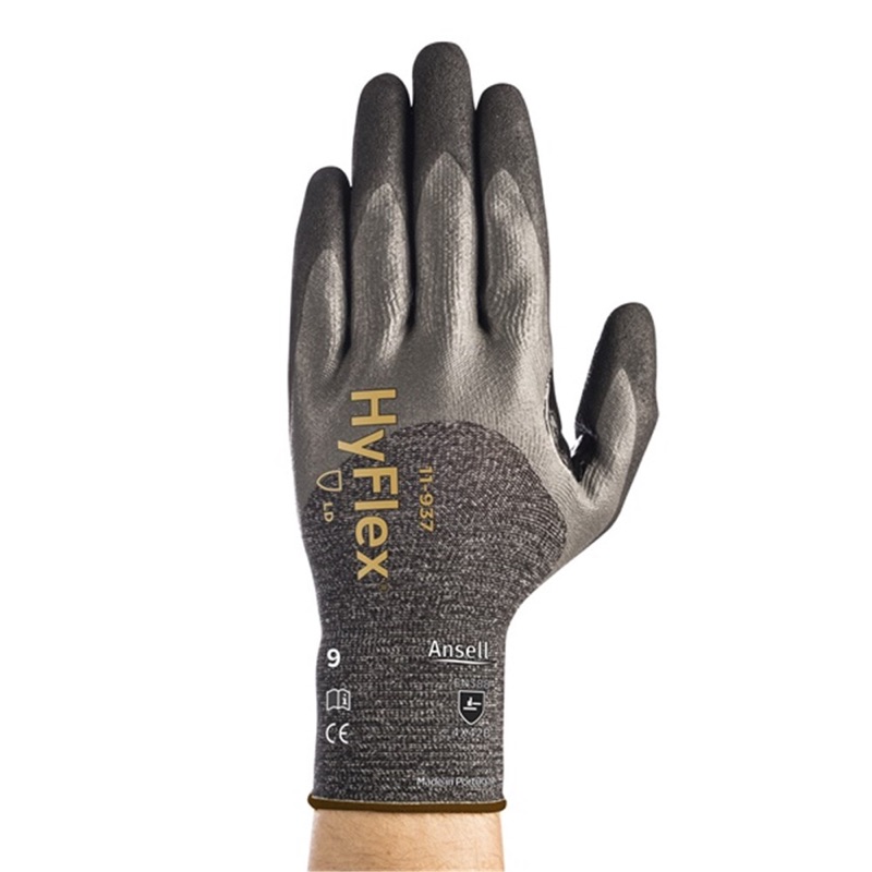 Ansell HyFlex 11-937 Oil Repellent Cut-Resistant Gloves Grey x Size 9
