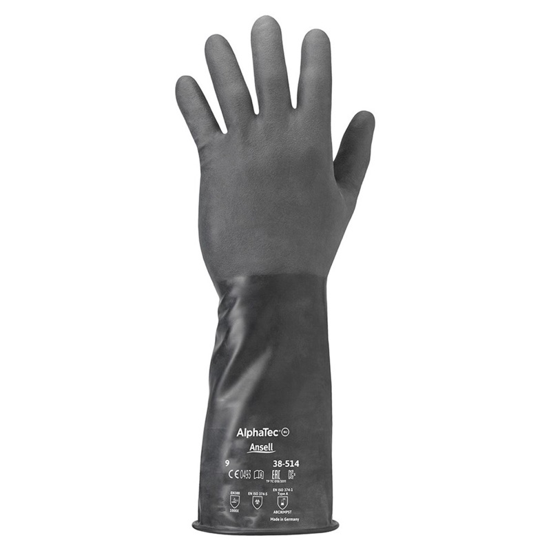 Ansell AlphaTec 38-514 Chemical Resistant Gloves Black x Size 9