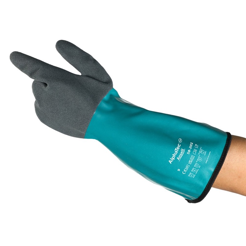 Glove Ansell Chemical AlphaTec 58 201 Chem Heat Cold 33cm Green x Size 8