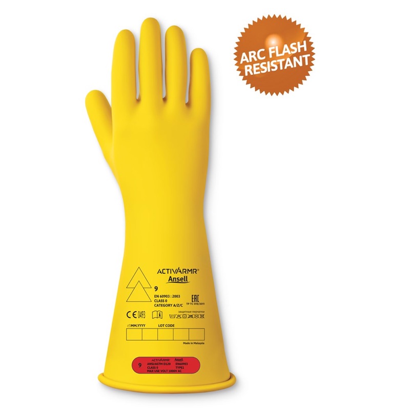 Glove Ansell ActivArmr Electrical Insulating Class 0 Yellow x Size 7