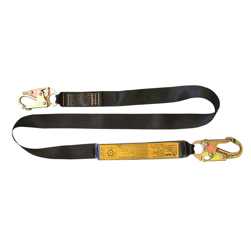 Shock Absorbing Lanyard B-Safe Web 2M Steel Snap Hooks