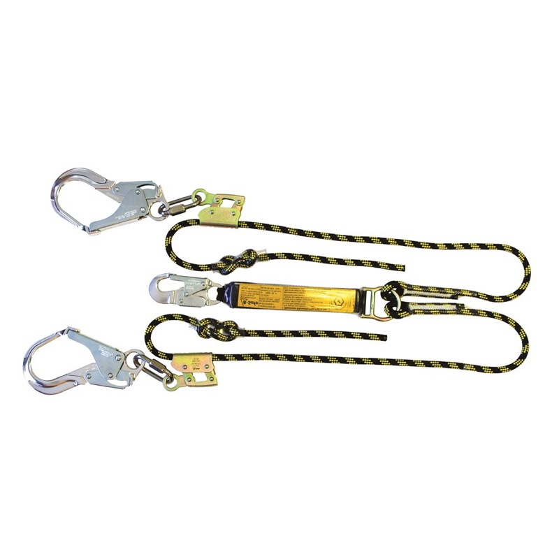 Shock Absorbing Lanyard B-Safe Rope Twin Adj 2M-0.7M Alumin Snp Hok & Scaf Hoks 50KG-140KG