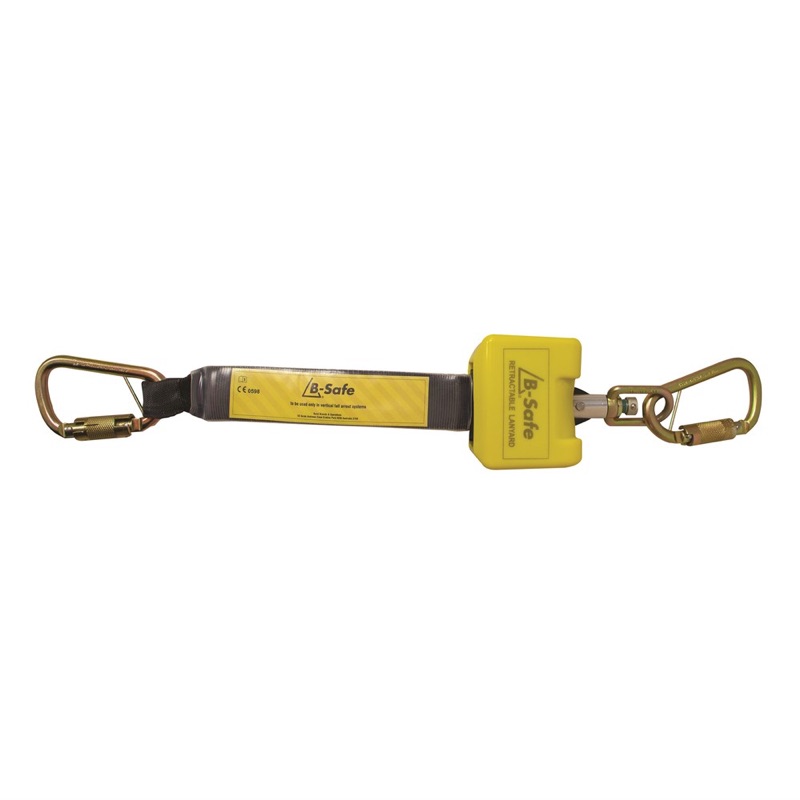 B-Safe Retracting Lanyard Webbing 100kG - Triple Lock Karabiners