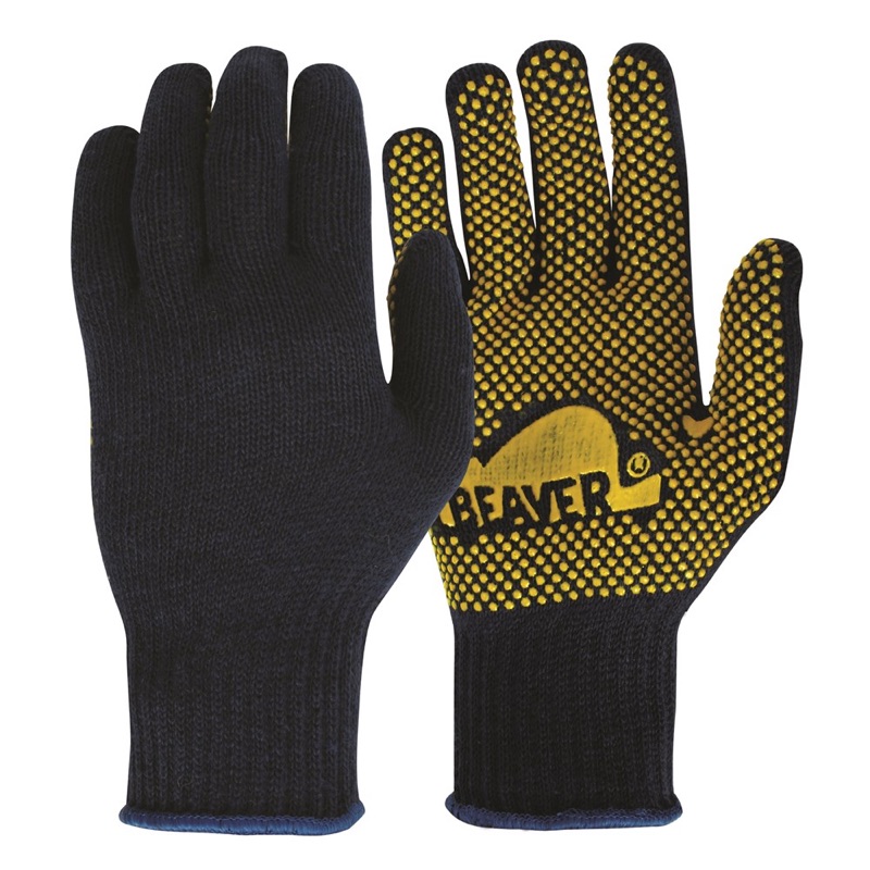 Frontier Knitted Polycotton Polka Dot Glove Blue/Grey x Size Large
