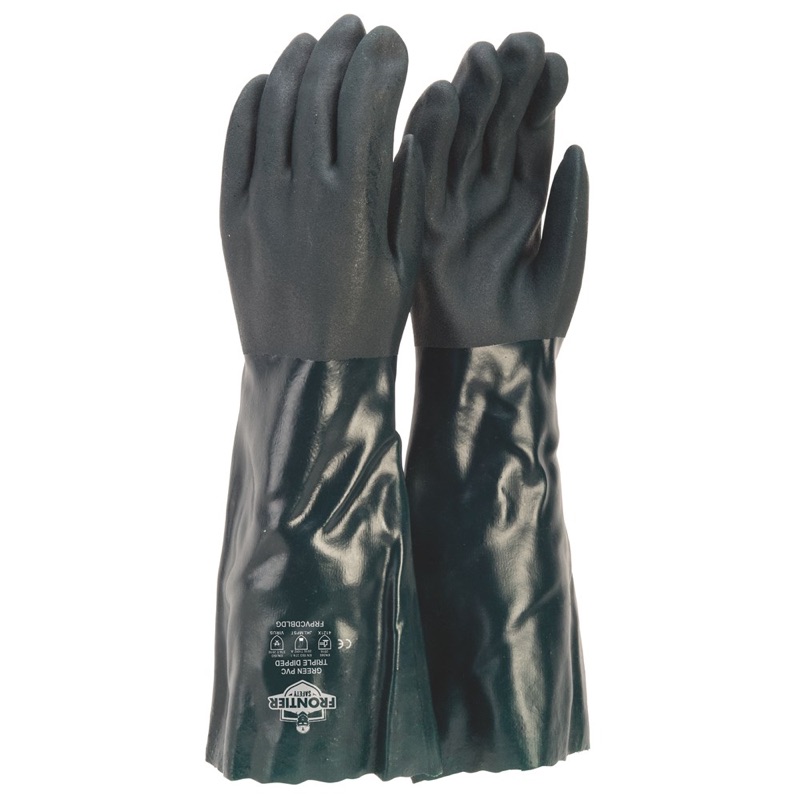 Frontier PVC Double Dipped Glove Green x 27cm