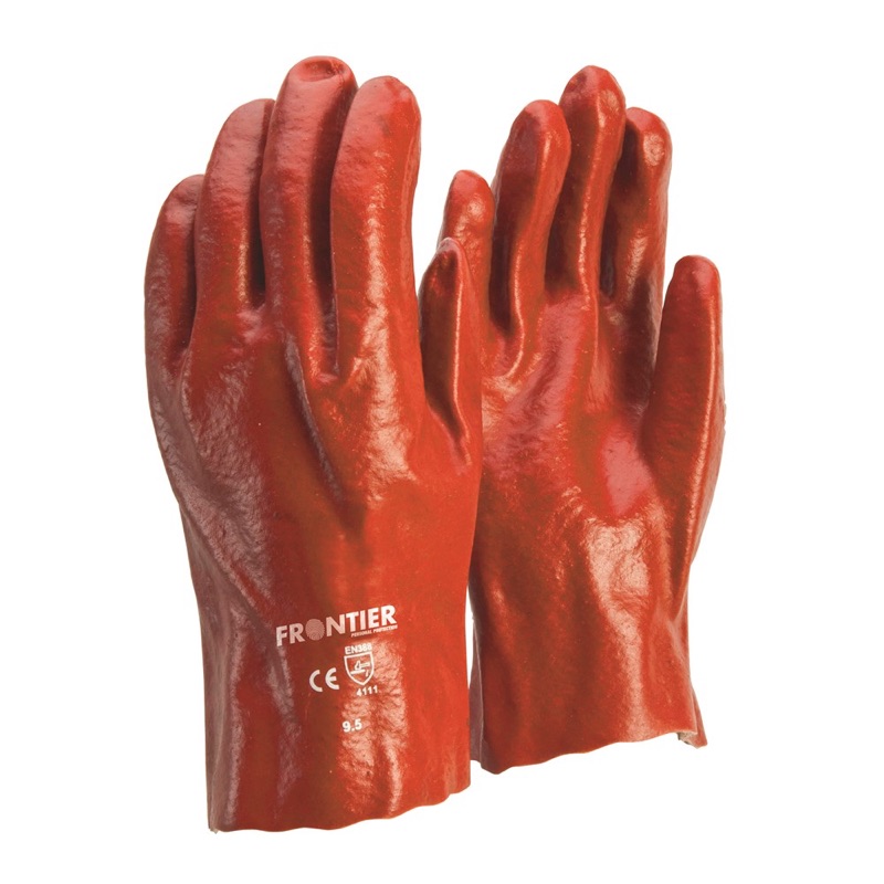 Frontier Red PVC Single Dipped Glove Red x 27cm