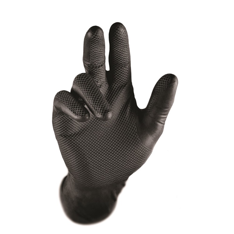 Grippaz Non Slip Nitrile Gloves Black x Size 2XL