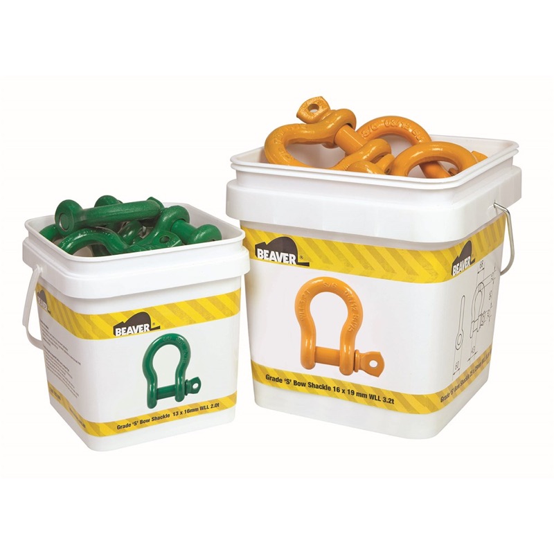 Beaver Colour Coded Screw Pin Bow Shackles (Pail) 2t