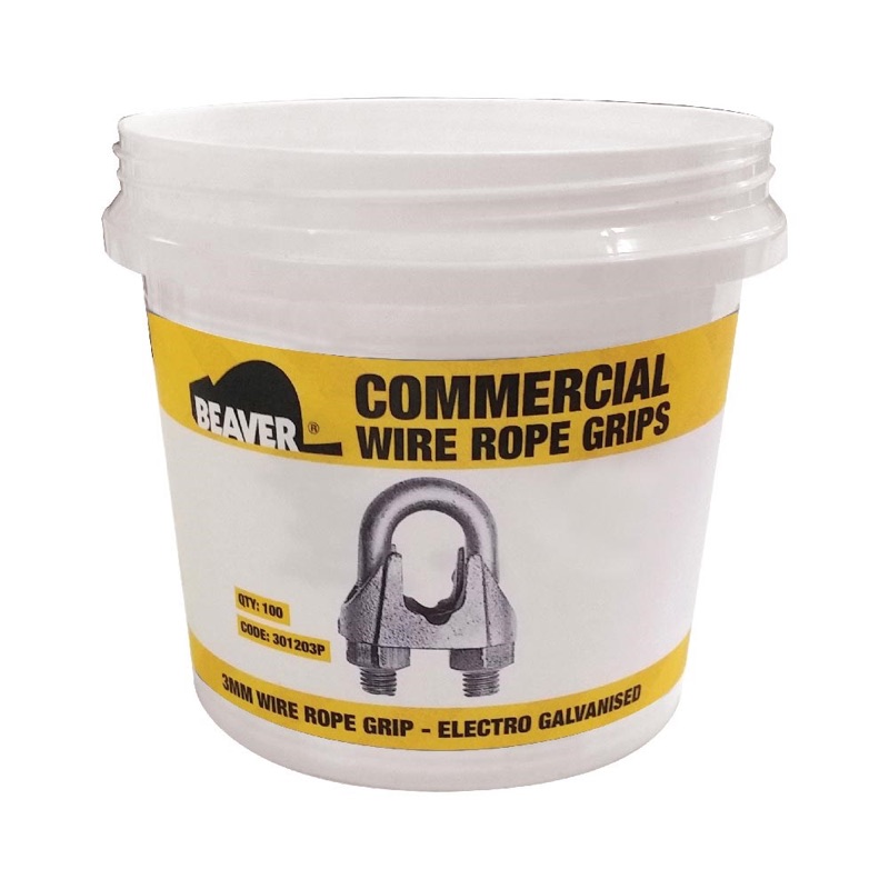 Beaver Commercial Galvanised Wire Rope Grips (Pail) 8mm