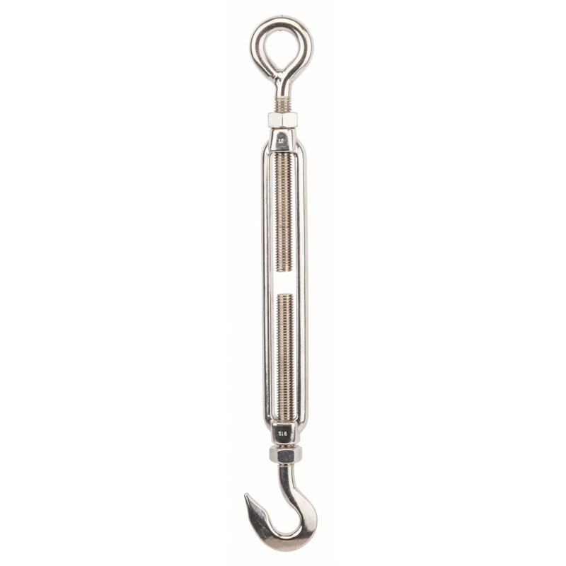 Beaver G316 Stainless Steel Hook and Eye Turnbuckles with Lock Nuts 6mm