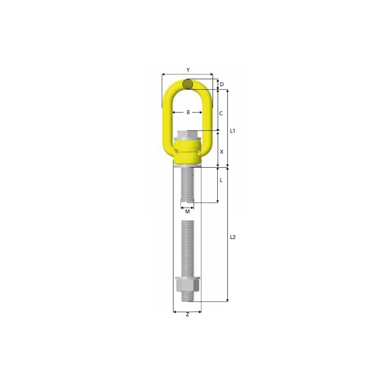 DLP Ring Bolt Lift Point Long M8 Long Bolt (97.5mm)