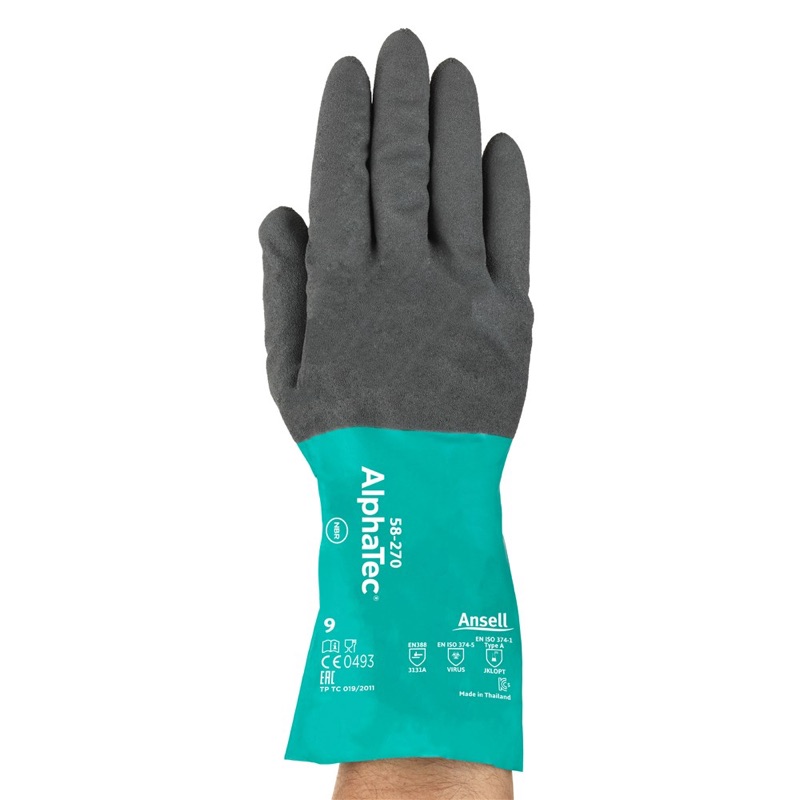 Ansell AlphaTec 58-270 Chemical Resistant Gloves Grey/Blue x Size 8